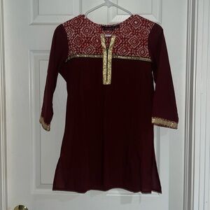 Authentic Indian Burgundy dress, size small.
